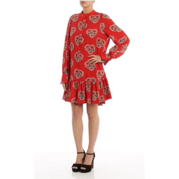 Alexander Mcqueen Poppy print silk flounced dress - Picture 3 of 7